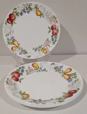Corelle Chutney Set of 4 Dinner Plates 10.25" Swirl Fruit Apple Pear Vitrelle