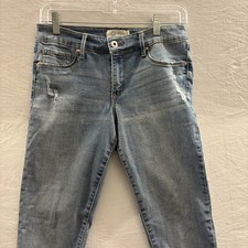 Jessica Simpson Kiss Me Super Skinny Jeans 27 Distressed Raw Hem Blue