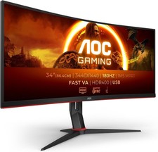 AOC CU34G2XPD/BK 34 Pollici UW-QHD Monitor da Gioco Curvo, 180Hz, Pannello VA Veloce