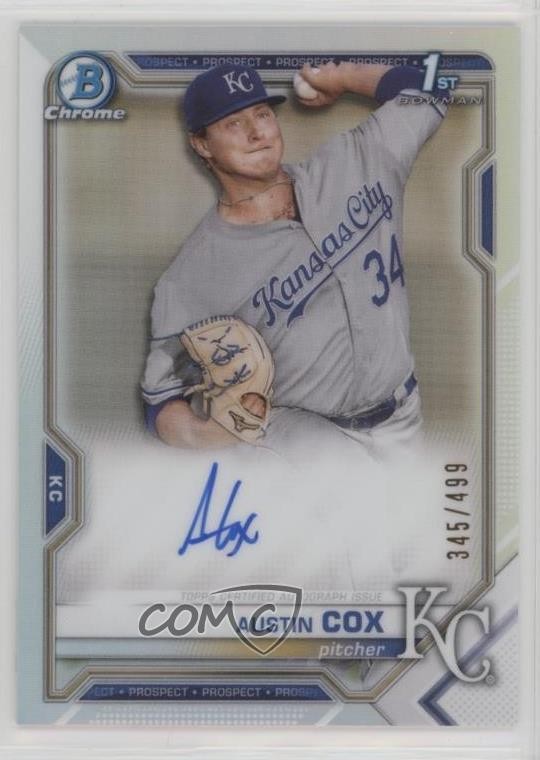 2021 Bowman Chrome Prospects Refractor 345/499 Austin Cox #CPA-AC Auto 06z2