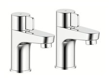 GoodHome Cavally Brushed Zinc Bath Lever Pillar Taps Pair NEW