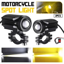 Mini LED Motorcycle Headlight Yellow White Hi/Lo Spot Light Driving Fog Lamp H