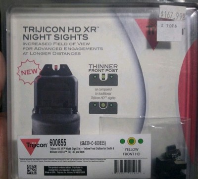 Trijicon HD XRNight Sight Set for S&W Shield 45,40,9 Yellow Front SA639-C-600855