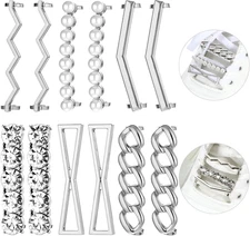 12PCS Gold Shoelace Charms Pearl Rhinestone Shoe Clips Sneaker Decoration Women