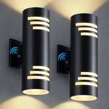 Dusk to Dawn Outdoor Lighting 2 Pack, Modern Outdoor Wall Lights Black Exteri...
