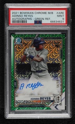 2021 Bowman Chrome Green Refractor 54/99 Adinso Reyes PSA 9 MINT Auto n0c
