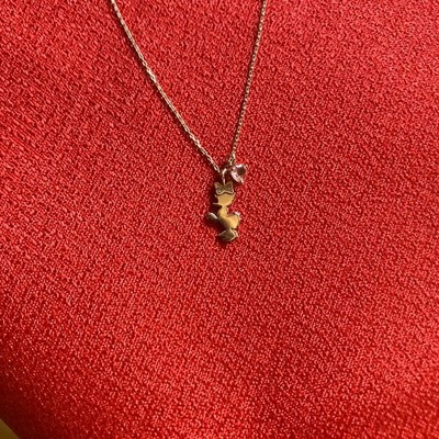 K10 Gold Disney Daisy Duck Necklace 40cm Chain Heart Stone Used | eBay