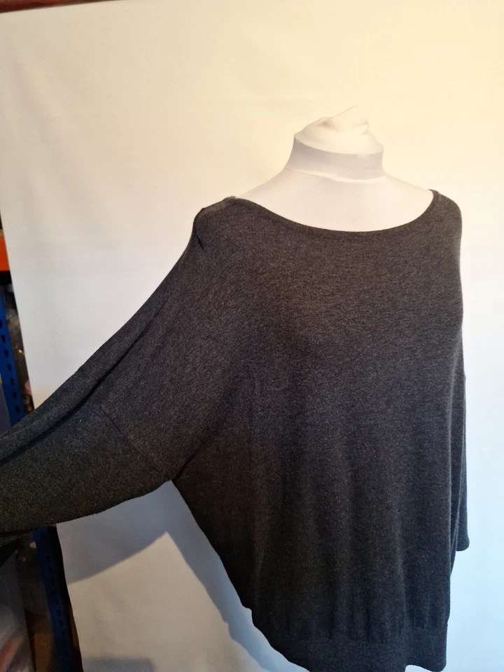 Wallis Charcoal Great Batwing Jumper Size L Uk 16 18 Excellent Condition Soft - Image 2 of 4