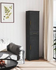 Black Tall Bathroom Cabinet, Slim Storage Cabinet With1 Drawer