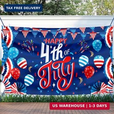 Large 4th of July Decorations Banner Outdoor Patriotic Memorial Day Independence