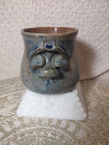 Vintage Original 91 Or 97 Handcrafted Stoneware Pottery 3D Face Ugly Mug Signed