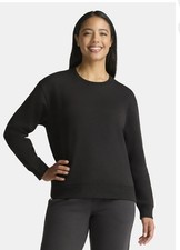 Athletic Works Womens Fleece Crewneck Sweatshirt Black Soot Size Large 12-14 