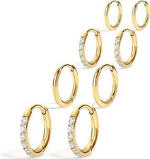 Small Gold Hoops Earrings for Women 14K Mini Gold Huggie Hoop Earrings Set Sl...