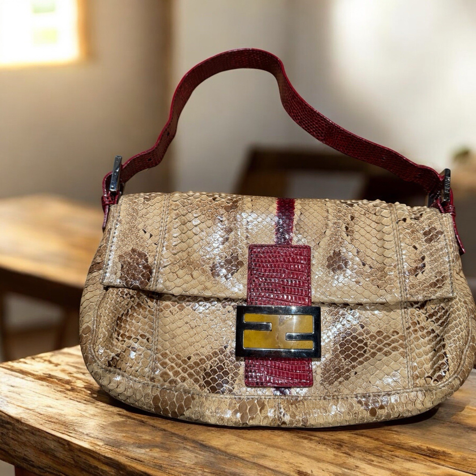 FENDI Python Lizard Baguette Bag - image 2