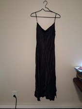 Victoria's Secret Silk Slip Gown Maxi Slip Dress Cowl Neck Black size small