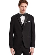 Kenneth Cole Mens Slim fit Tuxedo Jacket Blazer 40 S Black Solid