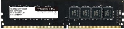 TEAMGROUP RAM 8GB DDR4 3200 UDIMM CL22, TED48G3200C2201