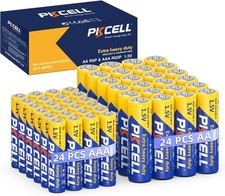 PKCELL AA Batteries & AAA Batteries 48 Count, 24 Double A Batteries and 24