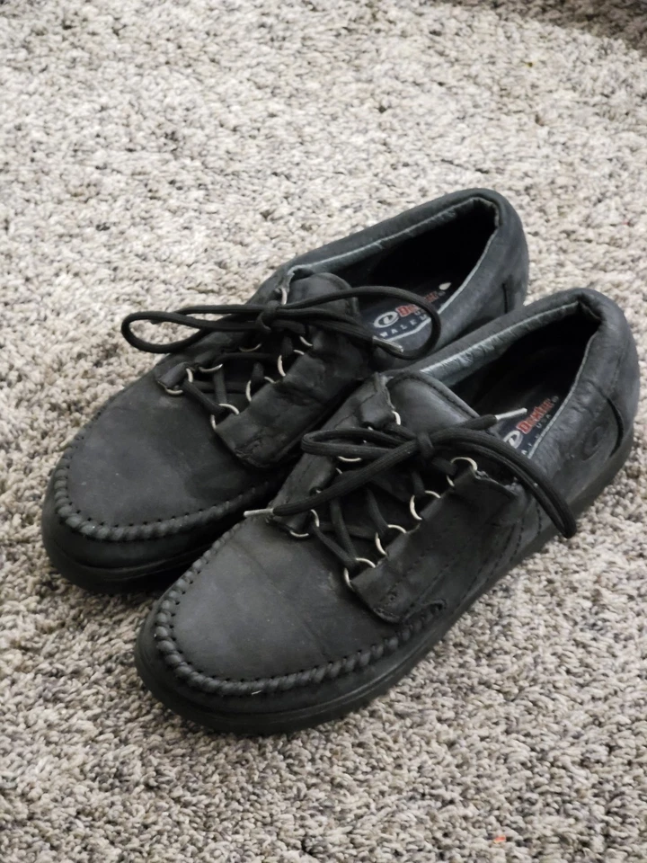 Zapatos para mujer Dexter USA Walk Mocs talla 7,5 M cuero con cordones negros Foto 2 de 4