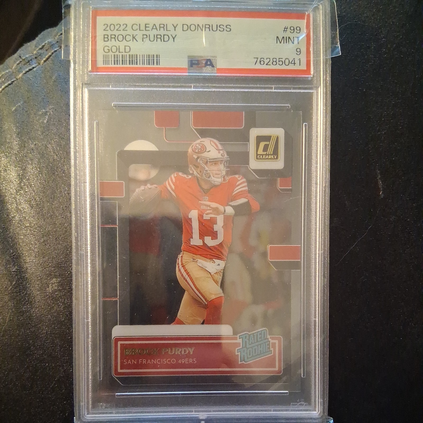 2022 Clearly Donruss Brock Purdy Rated Rookie Gold SP #99 PSA 9 view 1