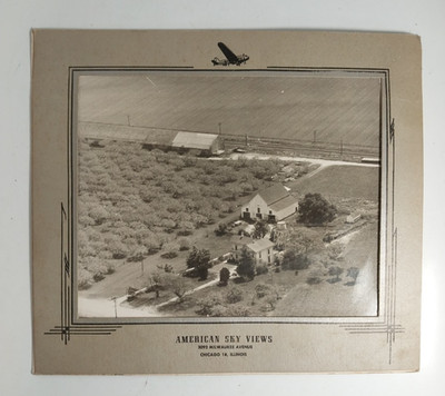 Vintage 1953 American Sky Views Farm House Barn Orchard Railroad Aerial Photo IL