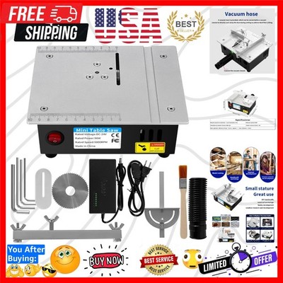 Mini Table Saw, 96W Multi-Use DIY Woodworking & Metal Craft Lathe with Adjust...