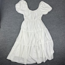 ASTR Sz L 12 White BOHO Wedding Mothers Day Summer Spring Lined Tiered Textured