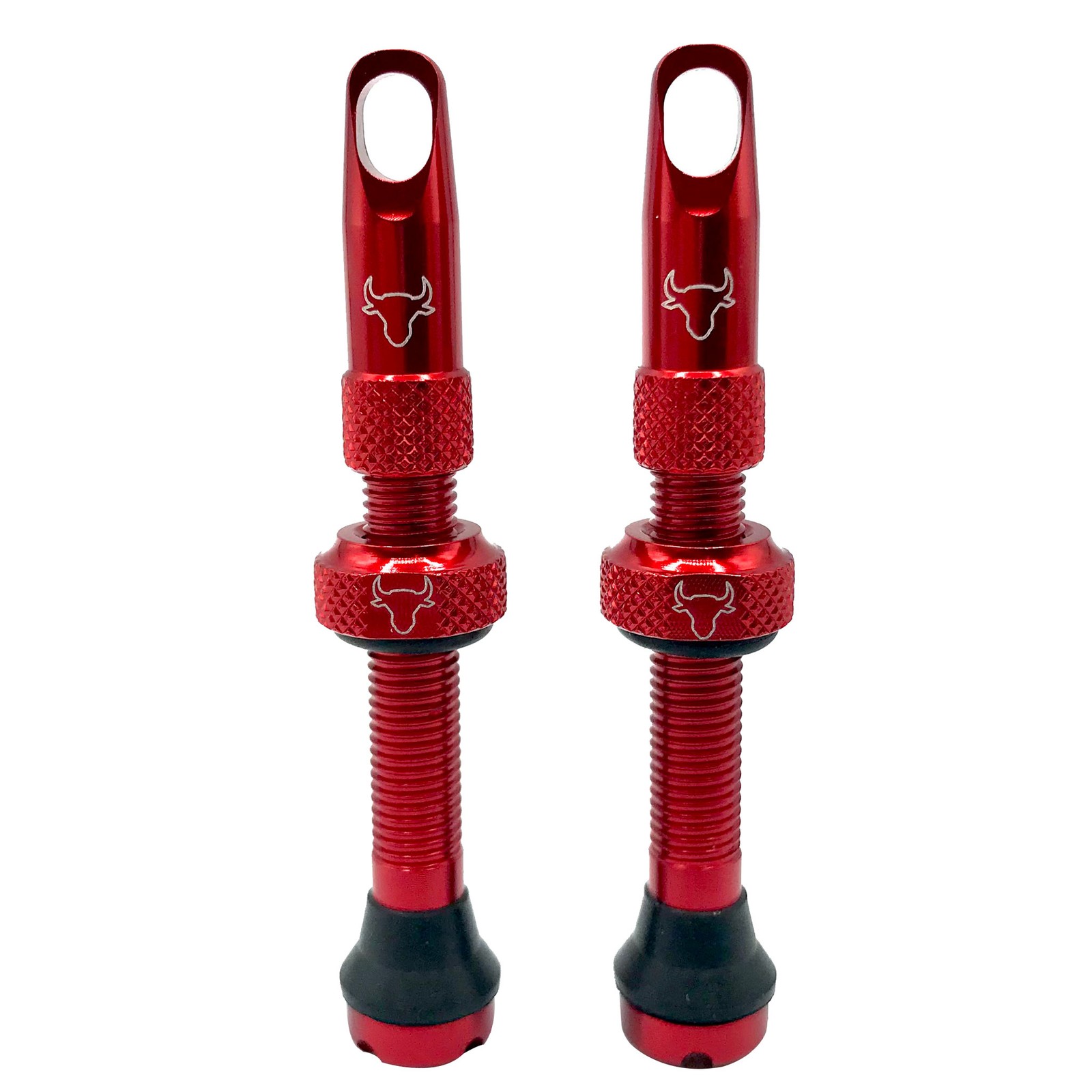 Hold Fast 42mm Tubeless Valves Pair - Red Alloy Presta with Removable Core