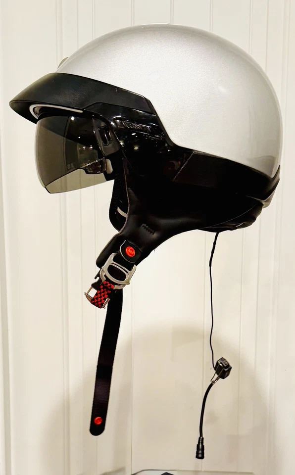 XL SCORPION EXO 100 Plateado Casco de Motocicleta Cara Abierta Media Carcasa DOT Visera y Micrófono Foto 3 de 4