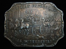 PG09103 VINTAGE 1970s AMERICAN EXPRESS CO. COMPANY BRASSTONE BELT BUCKLE