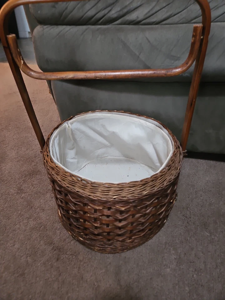 Vintage 2-Tier Chinese Asian Wedding Basket Woven Wicker Rattan Bamboo/Cane Boho - Image 3 of 4