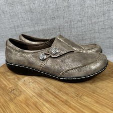 Clarks Ashland Lane Q Loafers Slip On Shoes Womens 8 M Leather Bronze Metallic