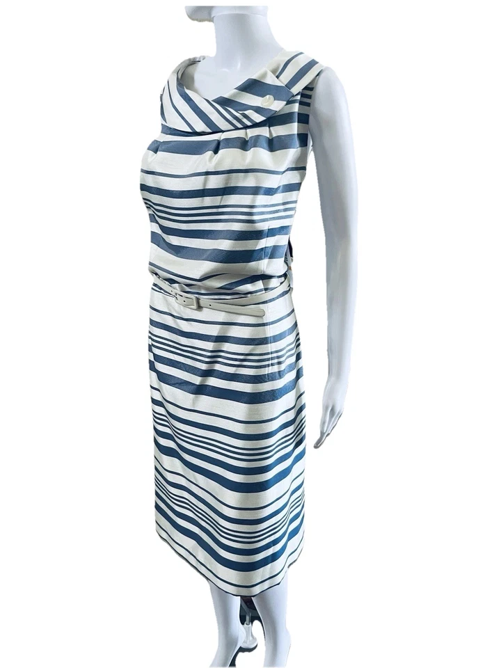 "Vestido Vaina Madison Leigh Talla Grande 24W Azul Cinturón Hasta la Rodilla Busto 52"" Nuevo con Etiquetas" Foto 3 de 4