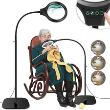 10X 30X Large Floor Magnifying Glass with Light and Stand,36 LED Flexible Goosen