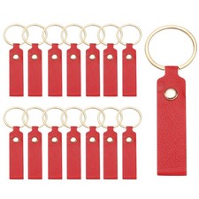 20Pcs PU Leather Laser Engraving Keychain Blanks Bright Red 3.7" x 0.7"