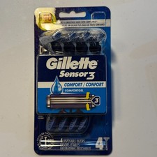 Gillette Sensor 3 Disposable Razors With Comfort Gel & 40° Pivot Head, 4 Pack