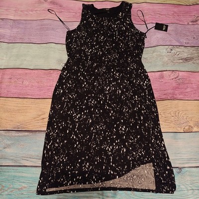 Large Simply Vera Vera Wang Black White speckle Tank Dress  #0467