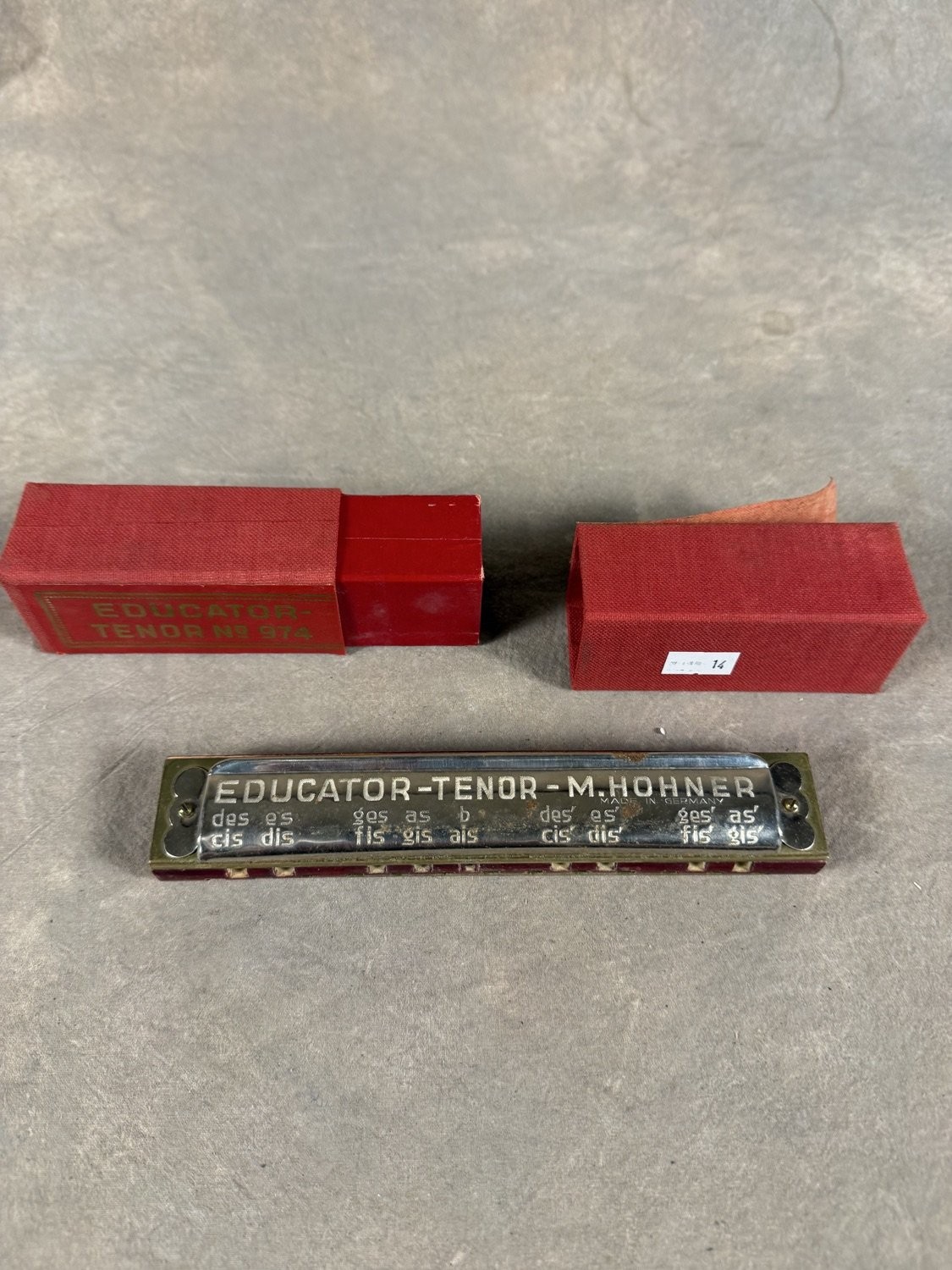 M. Hohner Educator-Tenor No. 974 chromatic harmonica burgundy red Vintage