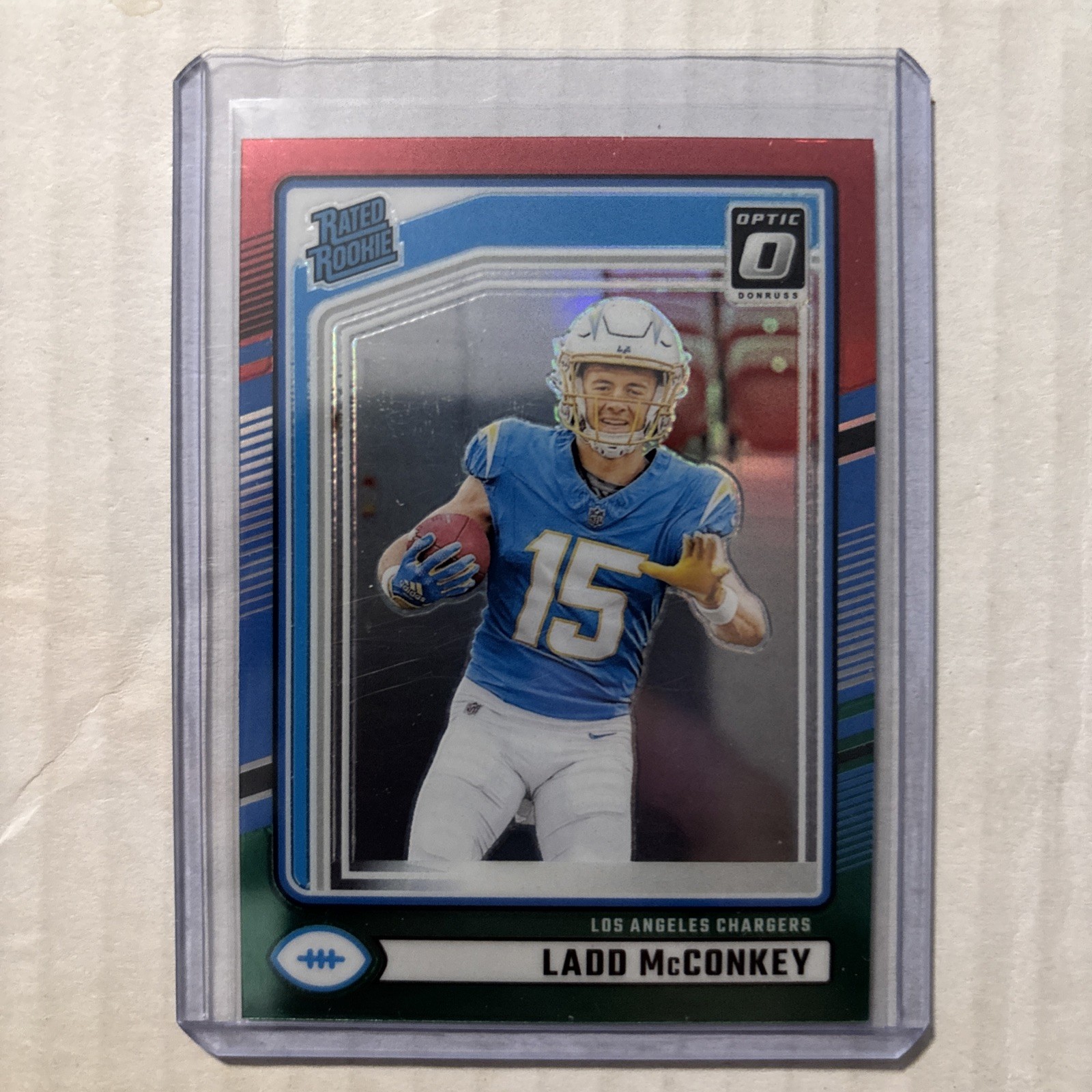 2024 Panini Donruss Optic Preview Ladd McConkey Red & Green Prizm RC - Chargers