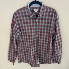 J Crew Shirt Blue Red Plaid Long Sleeve Men's Large, Cotton Button Down, Worn