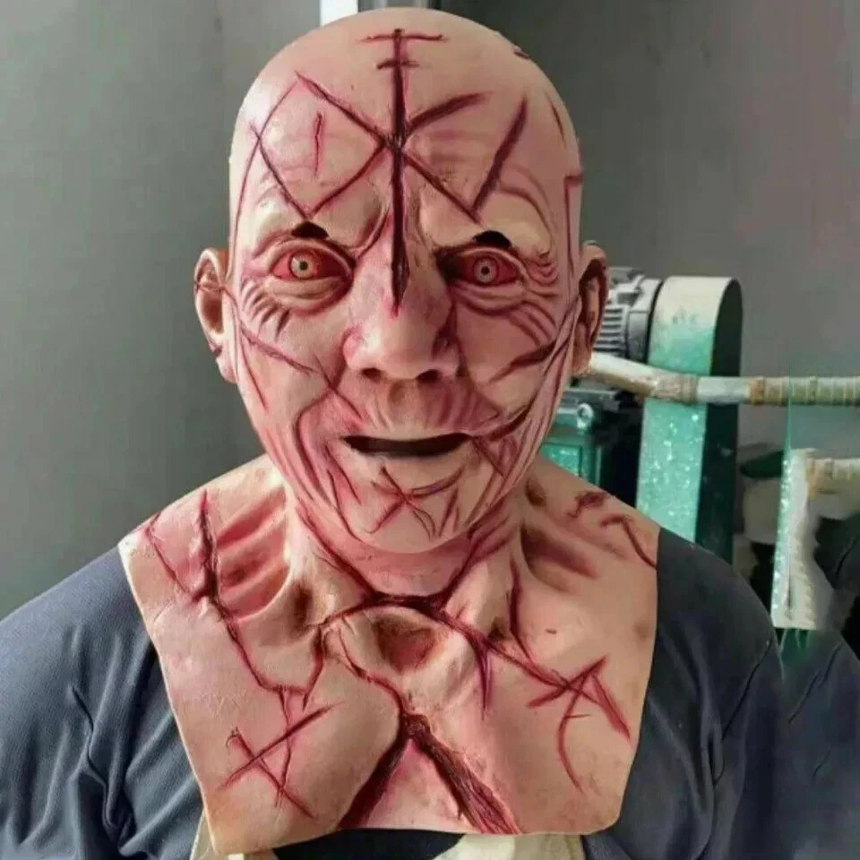 Máscara facial completa de látex de terror aterrador disfraces de Halloween disfraz accesorios Foto 4 de 4