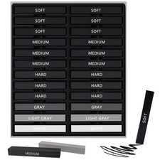 24 Pcs Compressed Charcoal Sticks with Soft, Medium, Hard and White Charcoal,...