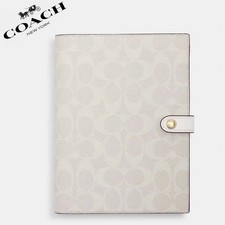 NWT    Coach Notebook In Signature Canvas white chalk