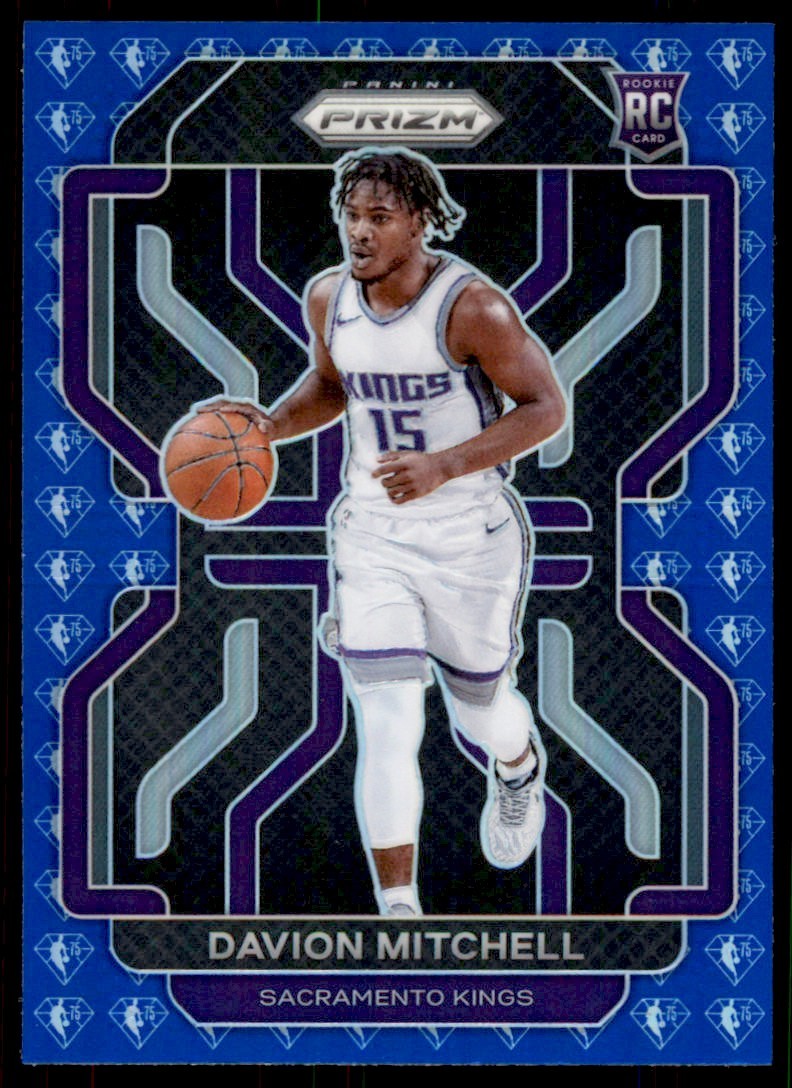 2021-22 75th Anniversary Blue Davion Mitchell RC Sacramento Kings #312