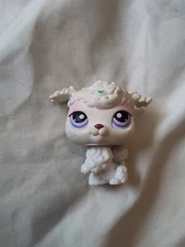 Littlest Pet Shop #101 Vintage Authentic Dog Poodle White with Pink LPS Toy