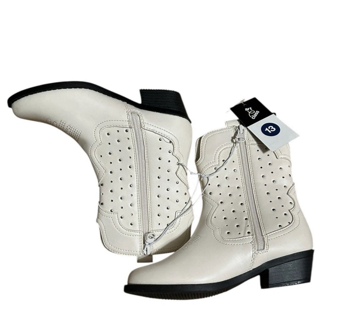 Kids' Jovi Western Boots Art ClassWhite 13: Medium Width, Zipper Closure image 5