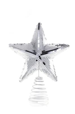 11.5" Tall 5 Point Pointy Star Mirrored Disco Christmas Tree Topper | eBay