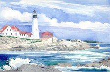 Ceramic Backsplash Tile Mural Nautical Sailing Ship - Portland Head Lighthouse