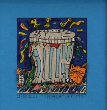 1987 James Rizzi 3D Hand Signed "TRASH", A/P High Quality Framed