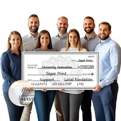Reusable Big Checks for Presentation 40 x 16 in Large Oversized Dry Erase Pla...